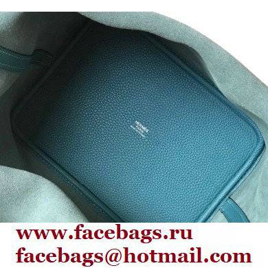 Hermes Picotin Lock 18/22 Bag Denim Blue with Silver Hardware