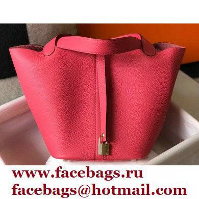 Hermes Picotin Lock 18/22 Bag Rouge Pink with Gold Hardware