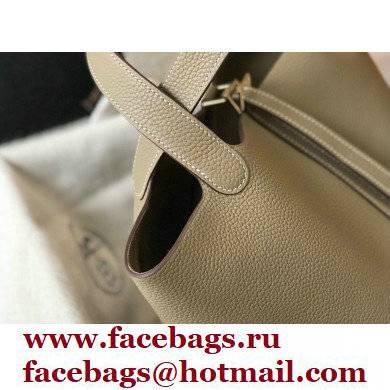 Hermes Picotin Lock 18/22 Bag Tourterelle Grey with Gold Hardware - Click Image to Close