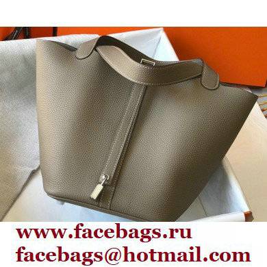 Hermes Picotin Lock 18/22 Bag Tourterelle Grey with Silver Hardware