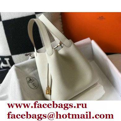 Hermes Picotin Lock 18/22 Bag White with Gold Hardware
