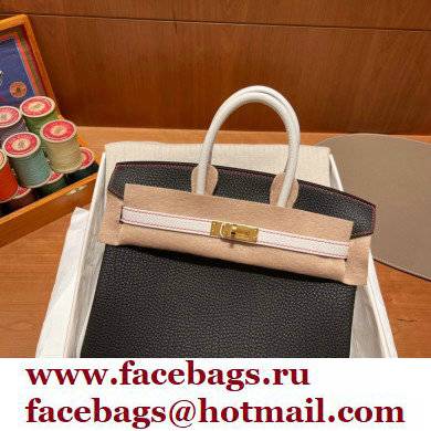 Hermes bicolor Birkin 25cm Bag black/white in Original Togo Leather handmade