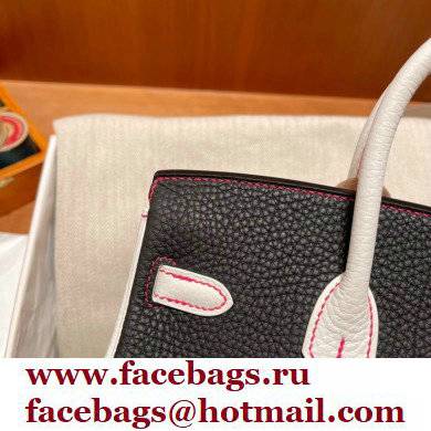 Hermes bicolor Birkin 25cm Bag black/white in Original Togo Leather handmade