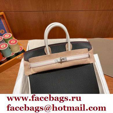 Hermes bicolor Birkin 25cm Bag black/white in Original Togo Leather handmade - Click Image to Close