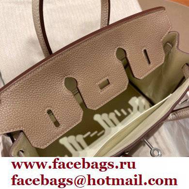 Hermes bicolor Birkin 25cm Bag etoupe/craie in Original Togo Leather - Click Image to Close