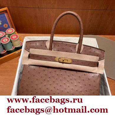 Hermes birkin 25 bag in ostrich leather alezan handmade