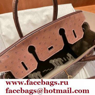 Hermes birkin 25 bag in ostrich leather alezan handmade