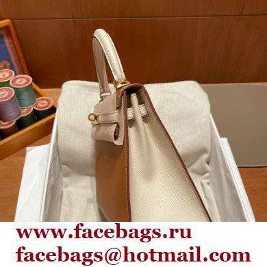Hermes kelly 25 bag in epsom leather gold/white handmade
