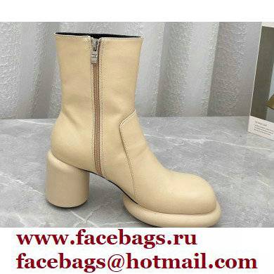 Jil Sander Heel 8cm Platform 2.5cm Leather Boots Apricot 2021 - Click Image to Close