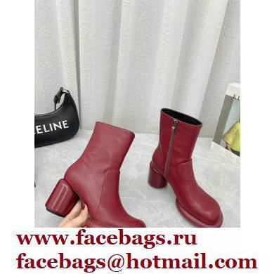 Jil Sander Heel 8cm Platform 2.5cm Leather Boots Burgundy 2021