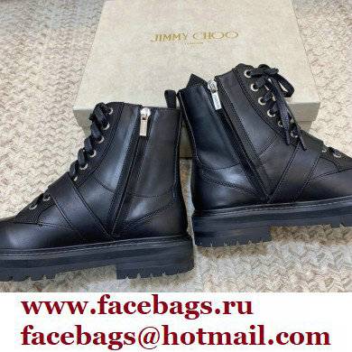 Jimmy Choo CORA FLAT Soft Calf Leather Combat Boots with Crystal Buckle Black 2021 - Click Image to Close