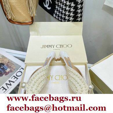 Jimmy Choo Heel 3.5cm SAMANTHA 35 White Satin Mules with All-Over Pearls 2021