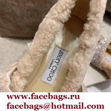 Jimmy Choo KRISTA Faux Fur Flats with Crystal-Embellished Strap 01 2021