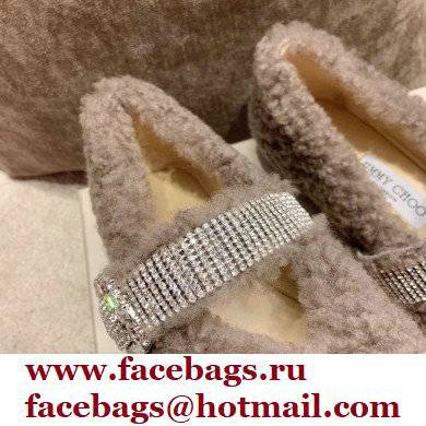 Jimmy Choo KRISTA Faux Fur Flats with Crystal-Embellished Strap 02 2021
