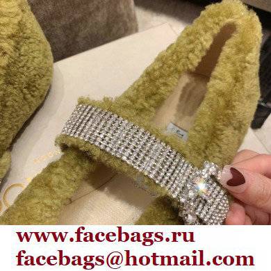 Jimmy Choo KRISTA Faux Fur Flats with Crystal-Embellished Strap 05 2021