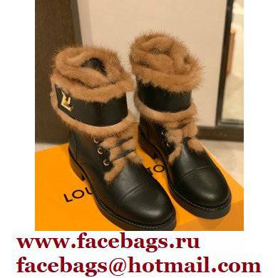 LOUIS VUITTON WONDERLAND SHEARLING BOOTS black 1A5LNF - Click Image to Close