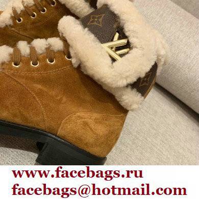 LOUIS VUITTON WONDERLAND SHEARLING BOOTS brown 1A5LNF - Click Image to Close