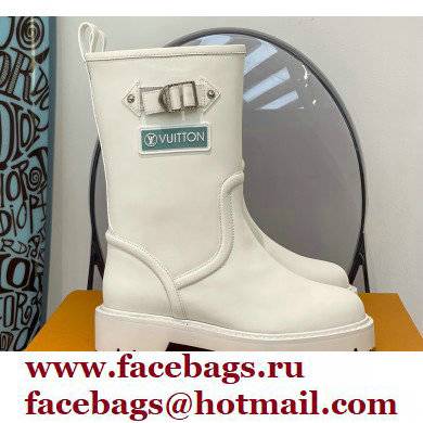 Louis Vuitton Territory Flat Half Boots Buckle and Studs White 2021