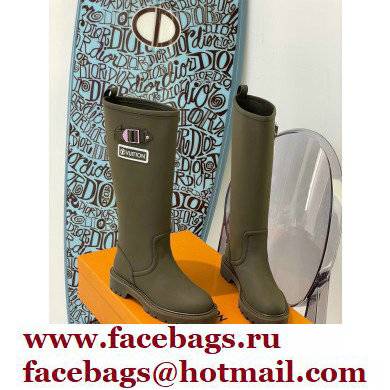 Louis Vuitton Territory Flat High Boots Buckle and Studs Kaki Green 2021 - Click Image to Close