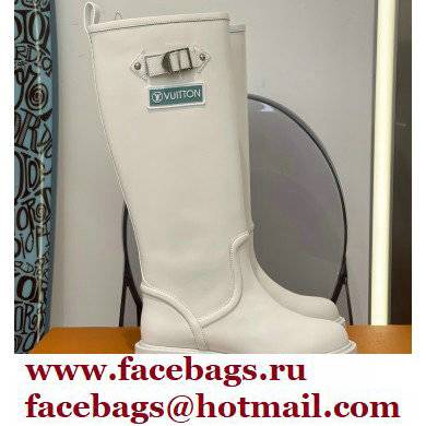 Louis Vuitton Territory Flat High Boots Buckle and Studs White 2021 - Click Image to Close