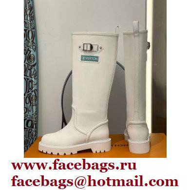 Louis Vuitton Territory Flat High Boots Buckle and Studs White 2021 - Click Image to Close