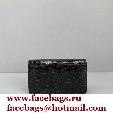 Maison Margiela Chain Large wallet croc embossed patent leather Black - Click Image to Close