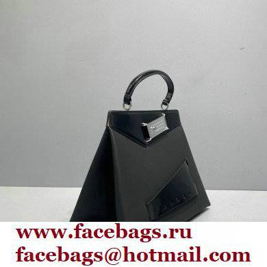 Maison Margiela Plain Leather Medium Snatched top handle Bag Black - Click Image to Close