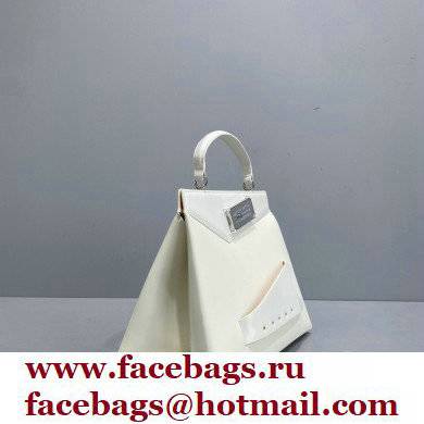 Maison Margiela Plain Leather Medium Snatched top handle Bag White