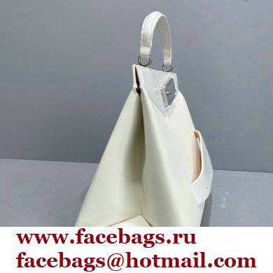 Maison Margiela Plain Leather Medium Snatched top handle Bag White - Click Image to Close