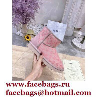 UGG x Gucci Shearling Lining Ankle Boots Pink 2021 - Click Image to Close