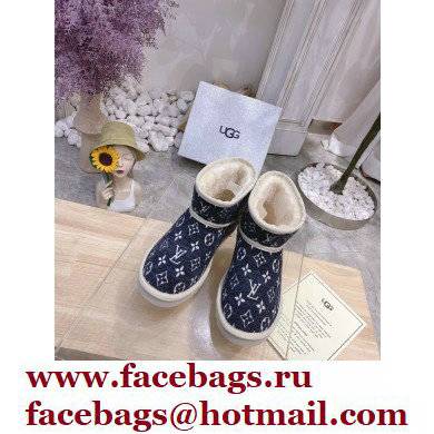 UGG x Louis Vuitton Shearling Lining Ankle Boots Dark Blue 2021