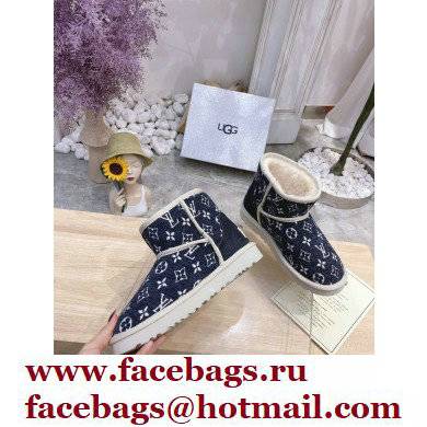 UGG x Louis Vuitton Shearling Lining Ankle Boots Dark Blue 2021 - Click Image to Close