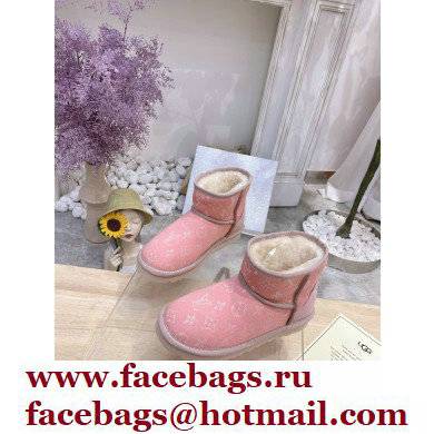UGG x Louis Vuitton Shearling Lining Ankle Boots Pink 2021