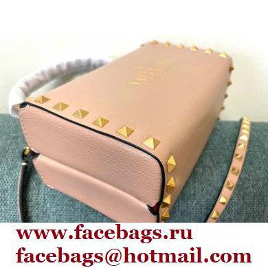 Valentino Rockstud Alcove Grainy Calfskin Box Bag Nude Pink 2021