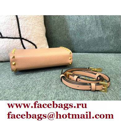 Valentino Rockstud Alcove Grainy Calfskin Clutch Bag Nude 2021 - Click Image to Close