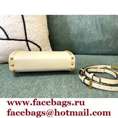 Valentino Rockstud Alcove Grainy Calfskin Clutch Bag White 2021 - Click Image to Close