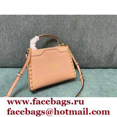 Valentino Small Rockstud Alcove Grainy Calfskin Handbag Nude Pink 2021 - Click Image to Close
