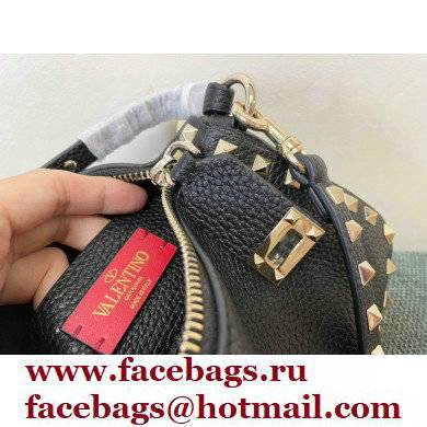 Valentino Small Rockstud Grainy Calfskin Crossbody Bag Black 2021 - Click Image to Close