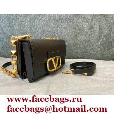 Valentino Stud Sign Grainy Calfskin Shoulder Bag Black 2021 - Click Image to Close