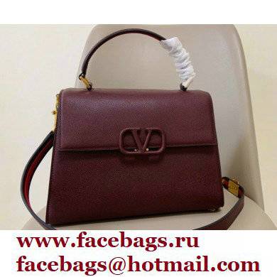 Valentino VSLING Grainy Calfskin Handbag Burgundy 2021 - Click Image to Close