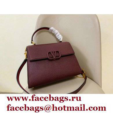 Valentino VSLING Grainy Calfskin Handbag Burgundy 2021 - Click Image to Close