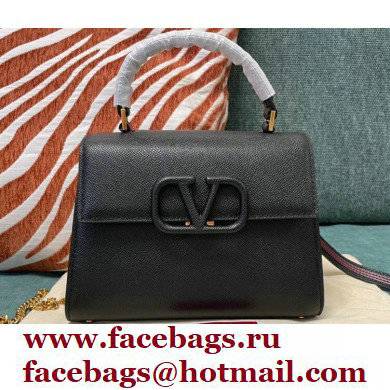 Valentino VSLING Grainy Calfskin Mini Handbag Black 2021 - Click Image to Close