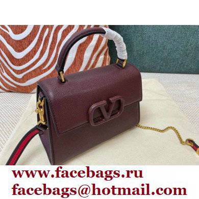 Valentino VSLING Grainy Calfskin Mini Handbag Burgundy 2021 - Click Image to Close