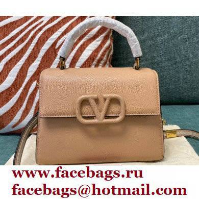 Valentino VSLING Grainy Calfskin Mini Handbag Nude 2021 - Click Image to Close