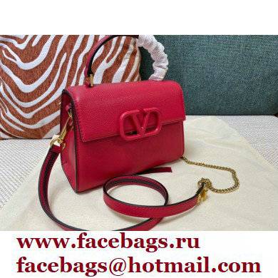 Valentino VSLING Grainy Calfskin Mini Handbag Red 2021