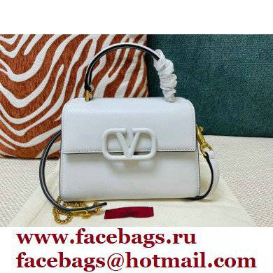 Valentino VSLING Grainy Calfskin Mini Handbag White 2021 - Click Image to Close