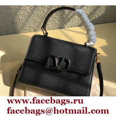 Valentino VSLING Grainy Calfskin Small Handbag Black 2021 - Click Image to Close