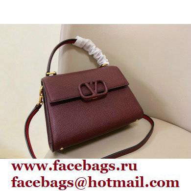Valentino VSLING Grainy Calfskin Small Handbag Burgundy 2021 - Click Image to Close