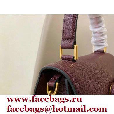 Valentino VSLING Grainy Calfskin Small Handbag Burgundy 2021 - Click Image to Close