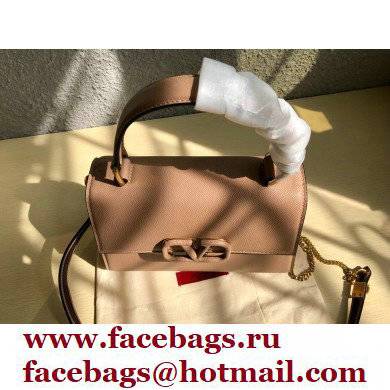 Valentino VSLING Grainy Calfskin Small Handbag Nude 2021 - Click Image to Close